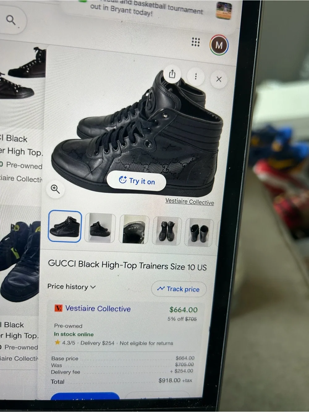 Gucci Black High-Top Logo Embossed Men's Sneakers